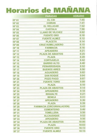 Horarios autobús de barrio de berja