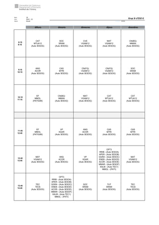 Núm. 19
Curs: 2022 - 23
Horari Anual Acrònim: 3ESOG
dilluns dimarts dimecres dijous divendres
8:15
9:15
CAT
MTUA12
(Aula 3ESOG)
SOC
SRAM
(Aula 3ESOG)
CVE
VGAM12
(Aula 3ESOG)
MAT
VGAM12
(Aula 3ESOG)
CN(BG)
MMAN
(Aula 3ESOG)
9:15
10:15
ANG
ACOR
(Aula 3ESOG)
CAS
MTRI
(Aula 3ESOG)
CN(FQ)
VGAM12
(Aula 3ESOG)
CN(FQ)
VGAM12
(Aula 3ESOG)
SOC
SRAM
(Aula 3ESOG)
10:15
11:15
EF
MMOL
(PATIGIM)
CN(BG)
MMAN
(Aula 3ESOG)
MAT
VGAM12
(Aula 3ESOG)
CAT
MTUA12
(Aula 3ESOG)
CAT
MTUA12
(Aula 3ESOG)
11:45
12:45
EF
MMOL
(PATIGIM)
VP
XGAR
(Aula 3ESOG)
ANG
ACOR
(Aula 3ESOG)
CAS
MTRI
(Aula 3ESOG)
CAS
MTRI
(Aula 3ESOG)
12:45
13:45
MAT
VGAM12
(Aula 3ESOG)
ANG
ACOR
(Aula 3ESOG)
VP
XGAR
(Aula 3ESOG)
OPT3
RRIB - (Aula 3ESOA)
APER - (Aula 3ESOB)
GGRA - (Aula 3ESOC)
ENEB - (Aula 3ESOD)
ACOR - (Aula 3ESOE)
MMAR - (Aula 3ESOF)
XALM - (Aula TEC1)
MMOL - (PATI)
MAT
VGAM12
(Aula 3ESOG)
13:45
14:45
TEC
TEC6
(Aula 3ESOG)
OPT3
RRIB - (Aula 3ESOA)
APER - (Aula 3ESOB)
GGRA - (Aula 3ESOC)
ENEB - (Aula 3ESOD)
ACOR - (Aula 3ESOE)
MMAR - (Aula 3ESOF)
XALM - (Aula TEC1)
MMOL - (PATI)
SOC
SRAM
(Aula 3ESOG)
TUT
SRAM
(Aula 3ESOG)
TEC
TEC6
(Aula 3ESOG)
Grup 3r d'ESO G
 