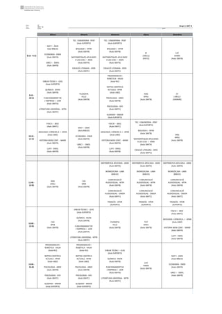 Núm. 27
Curs: 2023 - 24
Horari Anual Acrònim: 1BATB
dilluns dimarts dimecres dijous divendres
8:15 - 9:15
MAT I - ANIN
Aula BIBLIO)
ECONOMIA - ENEB
(Aula 1BATA)
GREC I - EMOL
(Aula 1BATB)
TEC. I ENGINYERIA - PESP
(Aula SUPORT3)
BIOLOGIA I - XPAR
(Aula 1BATB)
MATEMÀTIQUES APLICADES
A LES CCSS I - ANIN
(Aula 1BATA)
CREACIÓ LITERARIA - SPER
(Aula 1BATC)
TEC. I ENGINYERIA - PESP
(Aula SUPORT3)
BIOLOGIA I - XPAR
(Aula 1BATB)
MATEMÀTIQUES APLICADES
A LES CCSS I - ANIN
(Aula 1BATA)
CREACIÓ LITERARIA - SPER
(Aula 1BATC)
EF
LARU12
(PATI2)
CAT
HAMA
(Aula 1BATB)
9:15 -
10:15
DIBUIX TÈCNIC I - JCAS
(Aula SUPORT3)
QUÍMICA - NVEN
(Aula 1BATB)
FUNCIONAMENT DE
L'EMPRESA I - JJOR
(Aula 1BATA)
LITERATURA UNIVERSAL - MTRI
(Aula 1BATC)
FILOSOFIA
HLLO
(Aula 1BATB)
PROGRAMACIÓ I
ROBÒTICA - XALM
(Aula IN1)
REPTES CIENTÍFICS
ACTUALS - XPAR
(Aula LAB2)
PSICOLOGIA - ARED
(Aula 1BATB)
PSICOLOGIA - IVIV
(Aula 1BATC)
ALEMANY - MMAR
(Aula SUPORT3)
ANG
APAU
(Aula 1BATB)
EF
LARU12
(GIMNÀS)
10:15 -
11:15
FISICA I - JBOC
(Aula 1BATC)
GEOLOGIA I CIÈNCIES A. I - XPAR
(Aula LAB2)
HISTORIA MON CONT. - MANE
(Aula 1BATA)
LLATI - EMOL
(Aula 1BATB)
MAT I - ANIN
(Aula BIBLIO)
ECONOMIA - ENEB
(Aula 1BATA)
GREC I - EMOL
(Aula 1BATB)
FISICA I - JBOC
(Aula 1BATC)
GEOLOGIA I CIÈNCIES A. I - XPAR
(Aula LAB2)
HISTORIA MON CONT. - MANE
(Aula 1BATA)
LLATI - EMOL
(Aula 1BATB)
TEC. I ENGINYERIA - PESP
(Aula SUPORT3)
BIOLOGIA I - XPAR
(Aula 1BATB)
MATEMÀTIQUES APLICADES
A LES CCSS I - ANIN
(Aula 1BATA)
CREACIÓ LITERARIA - SPER
(Aula 1BATC)
ANG
APAU
(Aula 1BATB)
11:45 -
12:45
ANG
APAU
(Aula 1BATB)
CAS
SPER
(Aula 1BATB)
MATEMÀTICA APLICADA - ANIN
(Aula 1BATA)
BIOMEDICINA - LABA
(BIBLIO)
COMUNICACIÓ
AUDIOVISUAL - MTRI
(Aula 1BATB)
COMUNICACIÓ
AUDIOVISUAL - OMOR
(Aula 1BATC)
FRANCÈS - VPOR
(SUPORT3)
MATEMÀTICA APLICADA - ANIN
(Aula 1BATA)
BIOMEDICINA - LABA
(BIBLIO)
COMUNICACIÓ
AUDIOVISUAL - MTRI
(Aula 1BATB)
COMUNICACIÓ
AUDIOVISUAL - OMOR
(Aula 1BATC)
FRANCÈS - VPOR
(SUPORT3)
MATEMÀTICA APLICADA - ANIN
(Aula 1BATA)
BIOMEDICINA - LABA
(BIBLIO)
COMUNICACIÓ
AUDIOVISUAL - MTRI
(Aula 1BATB)
COMUNICACIÓ
AUDIOVISUAL - OMOR
(Aula 1BATC)
FRANCÈS - VPOR
(SUPORT3)
12:45 -
13:45
CAS
SPER
(Aula 1BATB)
DIBUIX TÈCNIC I - JCAS
(Aula SUPORT3)
QUÍMICA - NVEN
(Aula 1BATB)
FUNCIONAMENT DE
L'EMPRESA I - JJOR
(Aula 1BATA)
LITERATURA UNIVERSAL - MTRI
(Aula 1BATC)
FILOSOFIA
HLLO
(Aula 1BATB)
TUT
APAU
(Aula 1BATB)
FISICA I - JBOC
(Aula 1BATC)
GEOLOGIA I CIÈNCIES A. I - XPAR
(Aula LAB2)
HISTORIA MON CONT. - MANE
(Aula 1BATA)
LLATI - EMOL
(Aula 1BATB)
13:45 -
14:45
PROGRAMACIÓ I
ROBÒTICA - XALM
(Aula IN1)
REPTES CIENTÍFICS
ACTUALS - XPAR
(Aula LAB2)
PSICOLOGIA - ARED
(Aula 1BATB)
PSICOLOGIA - IVIV
(Aula 1BATC)
ALEMANY - MMAR
(Aula SUPORT3)
PROGRAMACIÓ I
ROBÒTICA - XALM
(Aula IN1)
REPTES CIENTÍFICS
ACTUALS - XPAR
(Aula LAB2)
PSICOLOGIA - ARED
(Aula 1BATB)
PSICOLOGIA - IVIV
(Aula 1BATC)
ALEMANY - MMAR
(Aula SUPORT3)
DIBUIX TÈCNIC I - JCAS
(Aula SUPORT3)
QUÍMICA - NVEN
(Aula 1BATB)
FUNCIONAMENT DE
L'EMPRESA I - JJOR
(Aula 1BATA)
LITERATURA UNIVERSAL - MTRI
(Aula 1BATC)
CAT
HAMA
(Aula 1BATB)
MAT I - ANIN
(Aula BIBLIO)
ECONOMIA - ENEB
(Aula 1BATA)
GREC I - EMOL
(Aula 1BATB)
Grup 1r BAT B
 