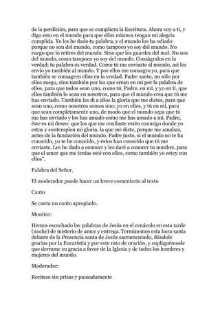 Hora santa delante del santísimo