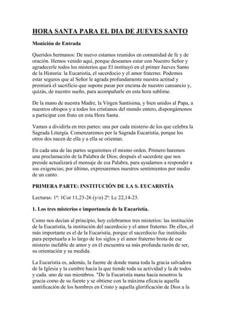 Hora santa delante del santísimo