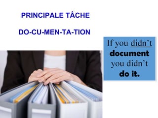 PRINCIPALE TÂCHE
DO-CU-MEN-TA-TION
 