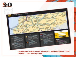 S   E   L   F
ORGANIZING
B           Y
S H A R I N G




                CONSUMER ORGANIZES WITHOUT AN ORGANIZATION:
                CROWD COLLABORATION
 