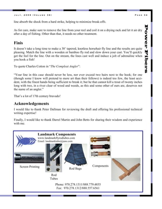 ! " # $ % & ' ( ( ) & * + , # " - . & / 0 1 & 2 3 4 . & / 5 &
6&83"#/+,-/"'*3"+*,5<"1-,%"#"*#-$"+'-&<3("*364&89"',"%&8&%&Q3"/-3#<2,11+:""
=+"1,-"5#-3("%#<3"+0-3"',"-3%,>3"'*3"6&83"1-,%".,0-"-336"#8$"5,&6"&'",8"#"$-.&89"-#5<"#8$"63'"&'"#&-"$-."
#1'3-"#"$#.",1"1&+*&89:"f'*3-"'*#8"'*#'("&'"833$+"8,",'*3-"'-3#'%38':""
Finis
!'"$,3+8)'"'#<3"#"6,89"'&%3"',"%#<3"#"Tb)"'#43-3$("<8,'63++"*,-+3*#&-"16."6&83"#8$"'*3"-3+06'+"#-3"@0&'3"
463#+&89:"W#'5*"'*3"6&83"7&'*"#"7,,$38",-"/#%/,,"16."-,$"#8$"+6,7"$,78".,0-"5#+':"e,0)66"@0&5<6."
93'"'*3"1336"1,-"'*3"6&83:"f0'",8"'*3"+'-3#%("'*3"6&83+"5#+'"7366"#8$"&8$053"#"E,6'",1"#$-38#6&83"7*38"
.,0"*,,<"#"1&+*P"
;,"@0,'3"U*#-63+"U,'',8"&8"FThe Compleat AnglerGX"
Fe,0-"6&83"&8"'*&+"5#+3"+*,06$"83>3-"/3"63++("8,-"3>3-"3A533$"'7,"*#&-+"83A'"',"'*3"*,,<?"1,-",83"
C'*,09*"+,%3"!"<8,7"7&66"4-3'38$"',"%,-3"#-'"'*#8"'*3&-"1366,7+D"&+"&8$33$"',,"137("'*3"63#+'"#55&2
$38'("7&'*"'*3"1&83+'"*#8$+"/3&89"+011&5&38'"',"/-3#<"&'?"/0'"*3"'*#'"5#88,'"<&66"#"'-,0'",1"'738'."&85*3+"
6,89"7&'*"'7,("&8"#"-&>3-"563#-",1"7,,$"#8$"733$+("#+"'*&+"#8$"+,%3",'*3-",1",0-+"#-3("$3+3->3+"8,'"
'*3"8#%3",1"#8"#8963-:G"
;*#')+"#"6,'",1"L`'*"538'0-."/-#>#$,P"
Acknowledgements
!"7,06$"6&<3"',"'*#8<"Z3'3-"I#66%#8"1,-"-3>&37&89"'*3"$-#1'"#8$",113-&89"*&+"4-,13++&,8#6"'35*8&5#6"
7-&'&89"3A43-'&+3P"
[&8#66.("!"7,06$"6&<3"',"'*#8<"I#--36"W#-'&8"#8$"J,*8"K3''+"1,-"+*#-&89"'*3&-"7&+$,%"#8$"3A43-&3853"
7&'*"%3:"
Landmark Components
777:6#8$%#-<16.-,$'0/3+:5,%"
Y%#&6X"6#8$%#-<'0/3lE08,:5,%"
"
Z*,83X"N`b:a`_:LTLLc___:``N:M_SS"
[#AX""N`b:a`_:LTLac___:SS`:OSOL"
V,$"
;0/3+"
]5-338"Z-&8'&89" U,%4,838'+"
V,$"K#9+"
 