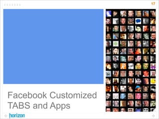17




Facebook Customized
TABS and Apps
 