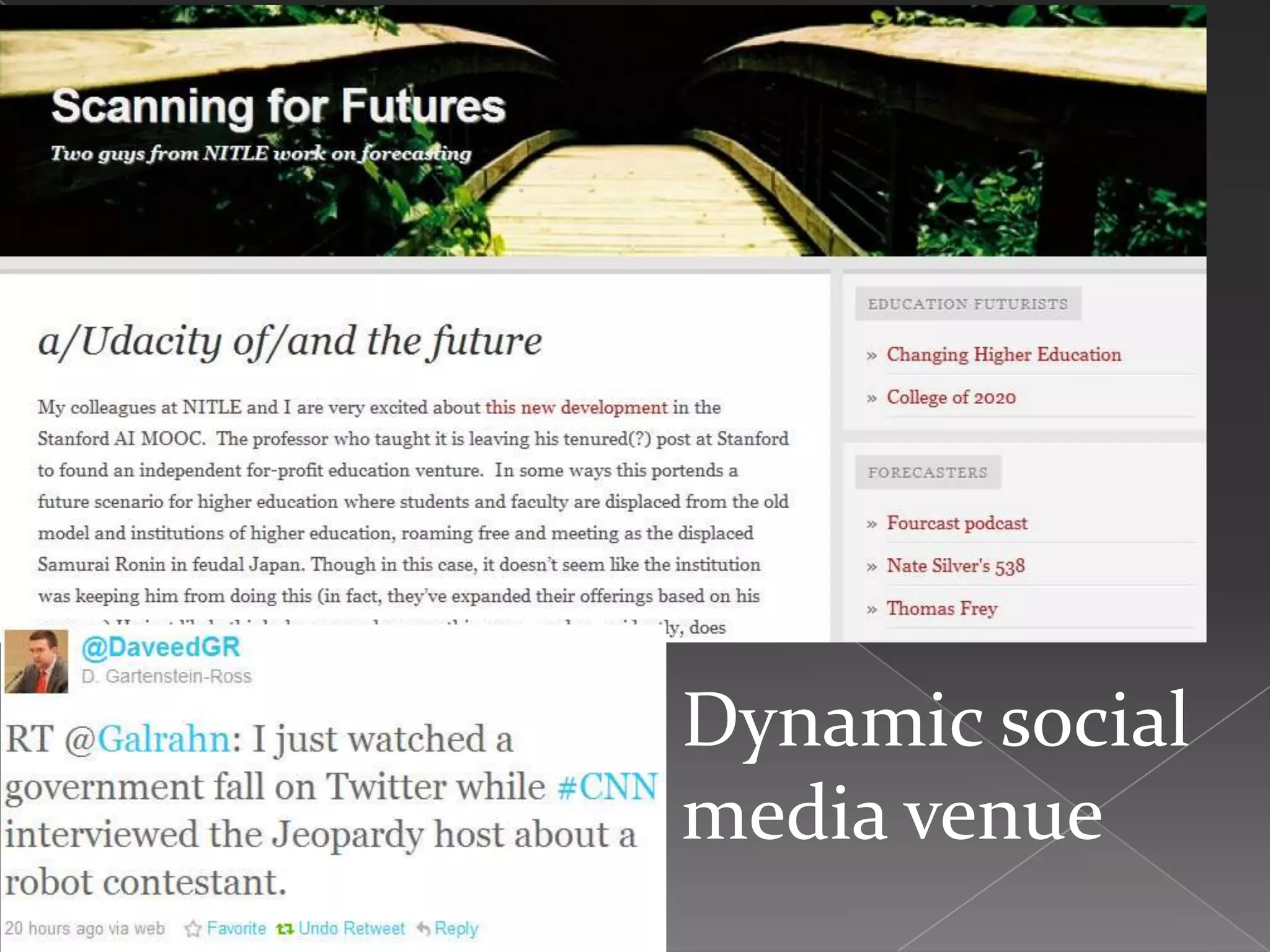 Dynamic social
media venue
 