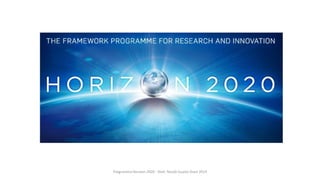 Horizon 2020
Le nuove opportunità del nuovo settennato Europeo 2014-2020

Programma Horizon 2020 - Dott. Nicolò Guaita Diani 2014

 