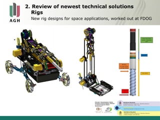 2. Review of newest technical solutions 
Rigs 
New rig designs for space applications, worked out at FDOG 
 
