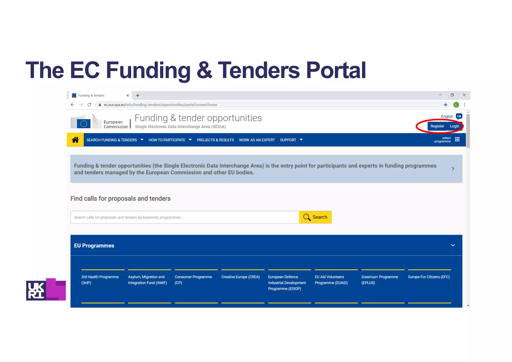 The EC Funding & Tenders Portal
 