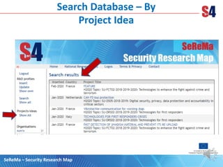 Search Database – By
Project Idea
SeReMa – Security Research Map
 
