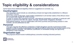 Topic eligibility & considerations
Some topics have additional eligibility criteria or suggestions to consider, e.g.
Count...