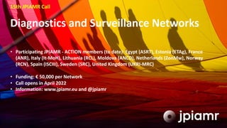15th JPIAMR Call
Diagnostics and Surveillance Networks
• Participating JPIAMR - ACTION members (to date): Egypt (ASRT), Es...