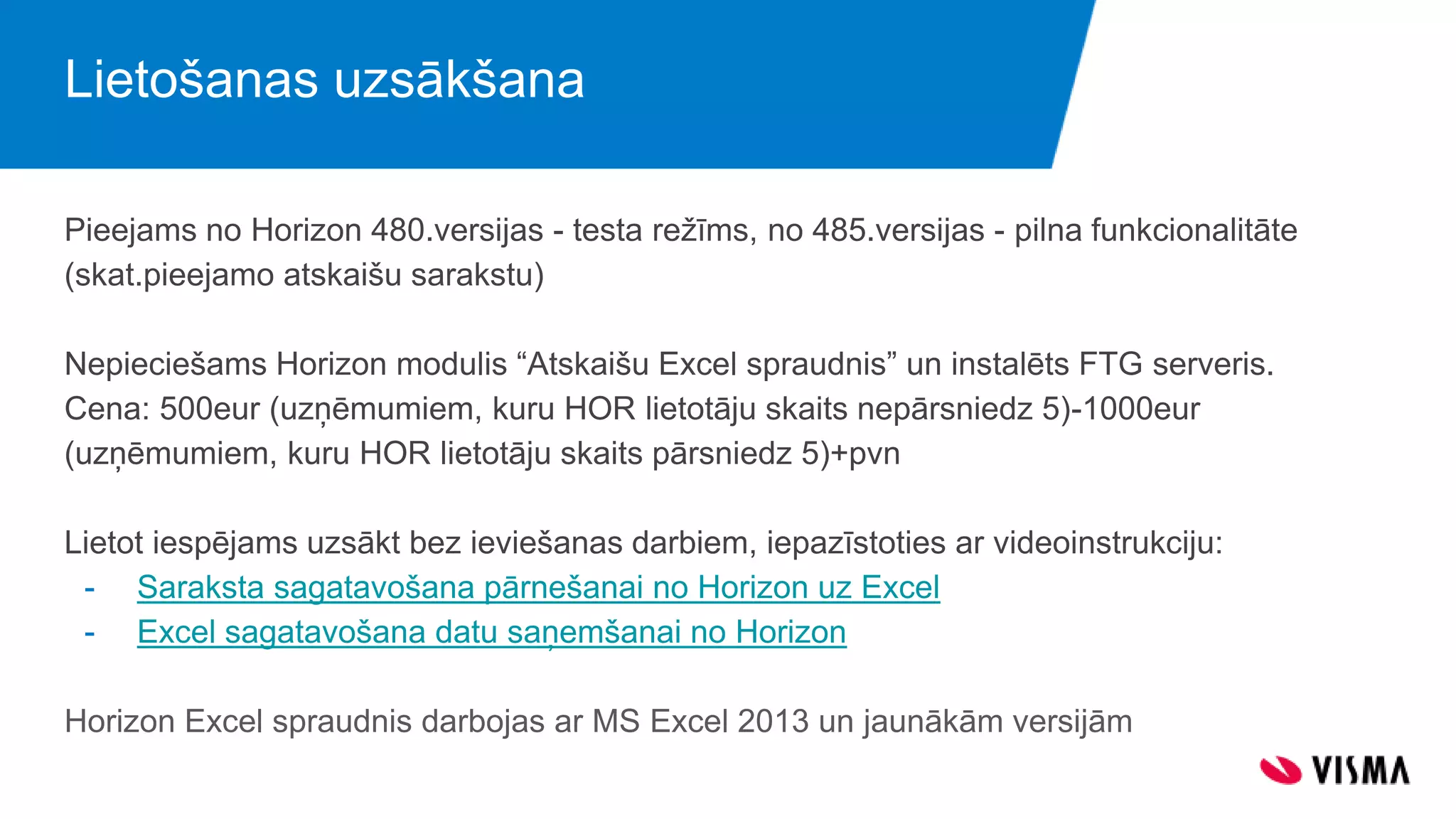 Horizon Excel spraudnis | PPTX