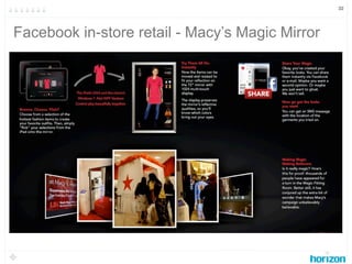 32




Facebook in-store retail - Macy’s Magic Mirror
 