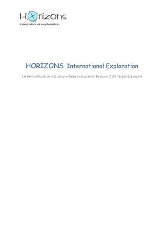 HORIZONS International Exploration
                     savoir-
La mutualisation des savoir-faire industriels Bretons & de l’expertise export
 