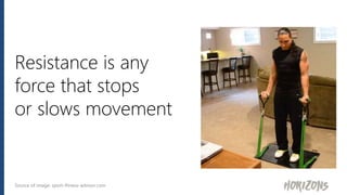 Source of image: sport-fitness-advisor.com
Resistance is any
force that stops
or slows movement
 
