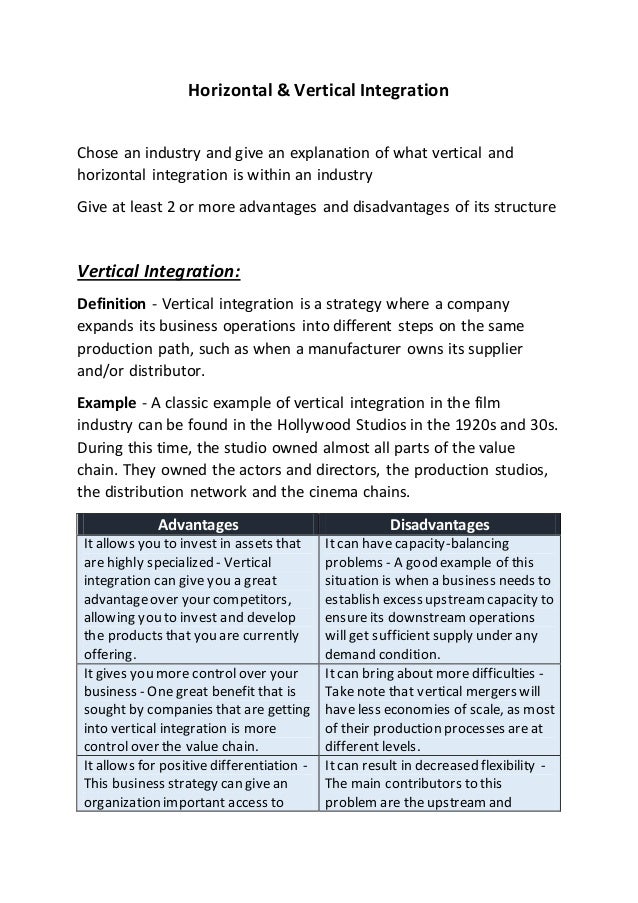 examples of horizontal and vertical integration examples of horizontal and vertical integration