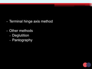 • Terminal hinge axis method
• Other methods
• Deglutition
• Pantography
 