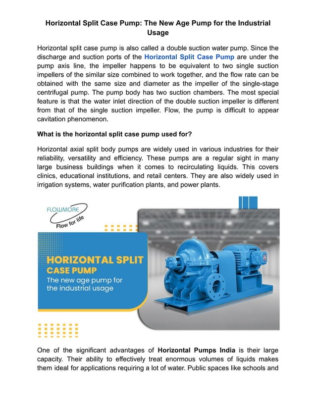 Horizontal Split Case Pump: The New Age Pump for the Industrial Usage | PDF