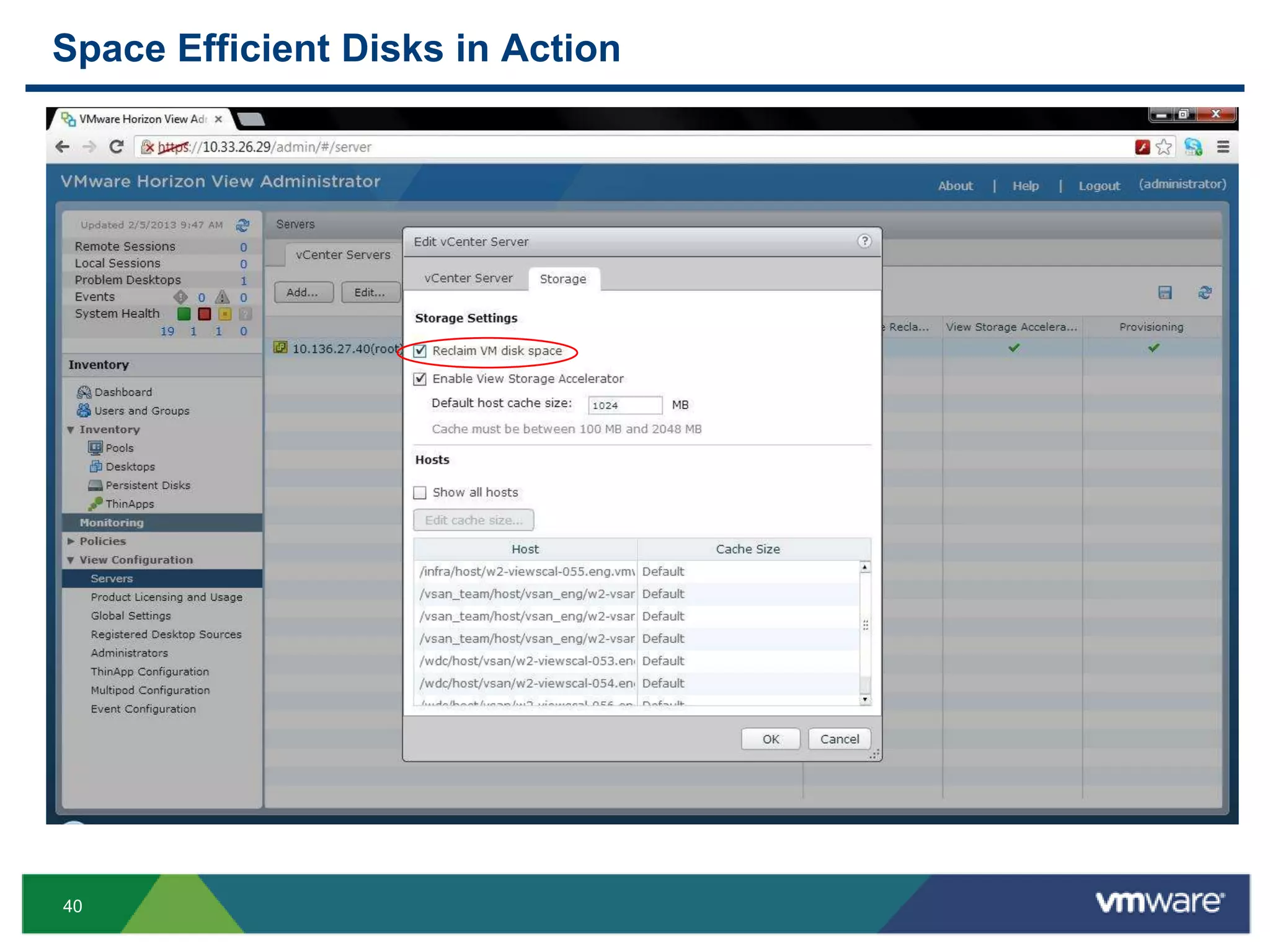 40
Space Efficient Disks in Action
 