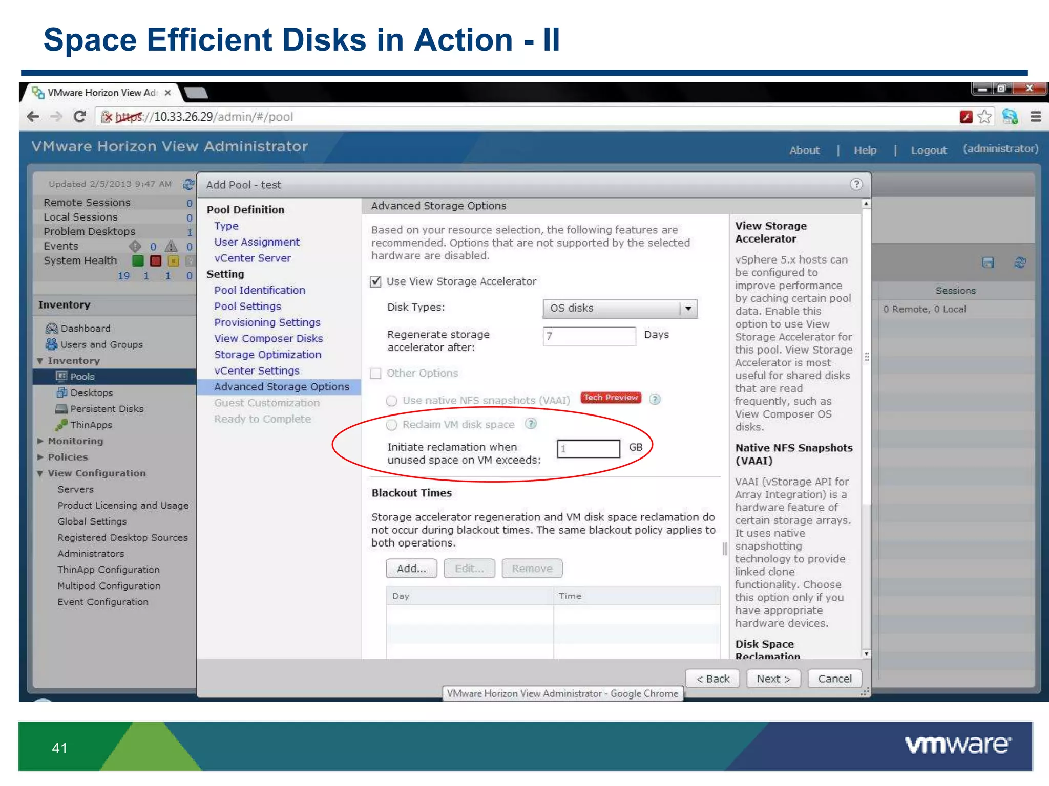 41
Space Efficient Disks in Action - II
 