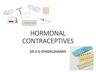 HORMONAL
CONTRACEPTIVES
DR A G DHAVALSHANKH
 