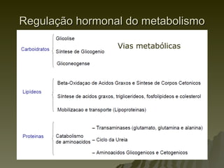 Regulação hormonal do metabolismo Vias metabólicas 