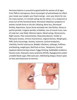 Different types of test for Hormonal Balance | PDF