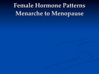 Female Hormone Patterns
 Menarche to Menopause
 