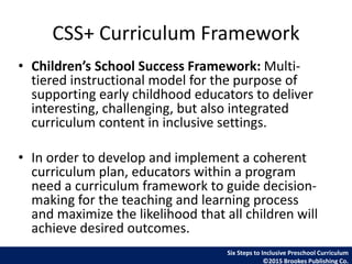 A Focus on the Six Steps to Inclusive Preschool Curriculum | PPTX