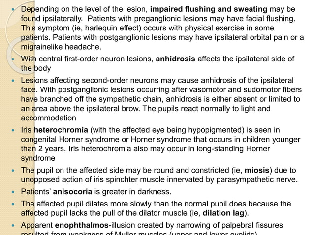 Horner’s syndrome (in respect of sympathetic trunk injury) | PPT