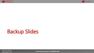 10/4/2021 17
Demetris Trihinas
trihinas.d@unic.ac.cy
17
The HornEt Framework | TDIS@IC2E 2021
Department of
Computer Science
Backup Slides
 
