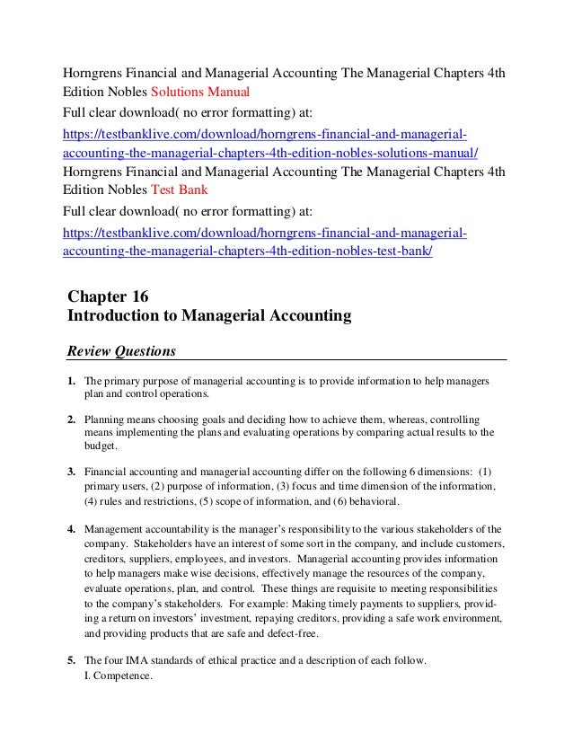 Horngrens Financial And Managerial Accounting The