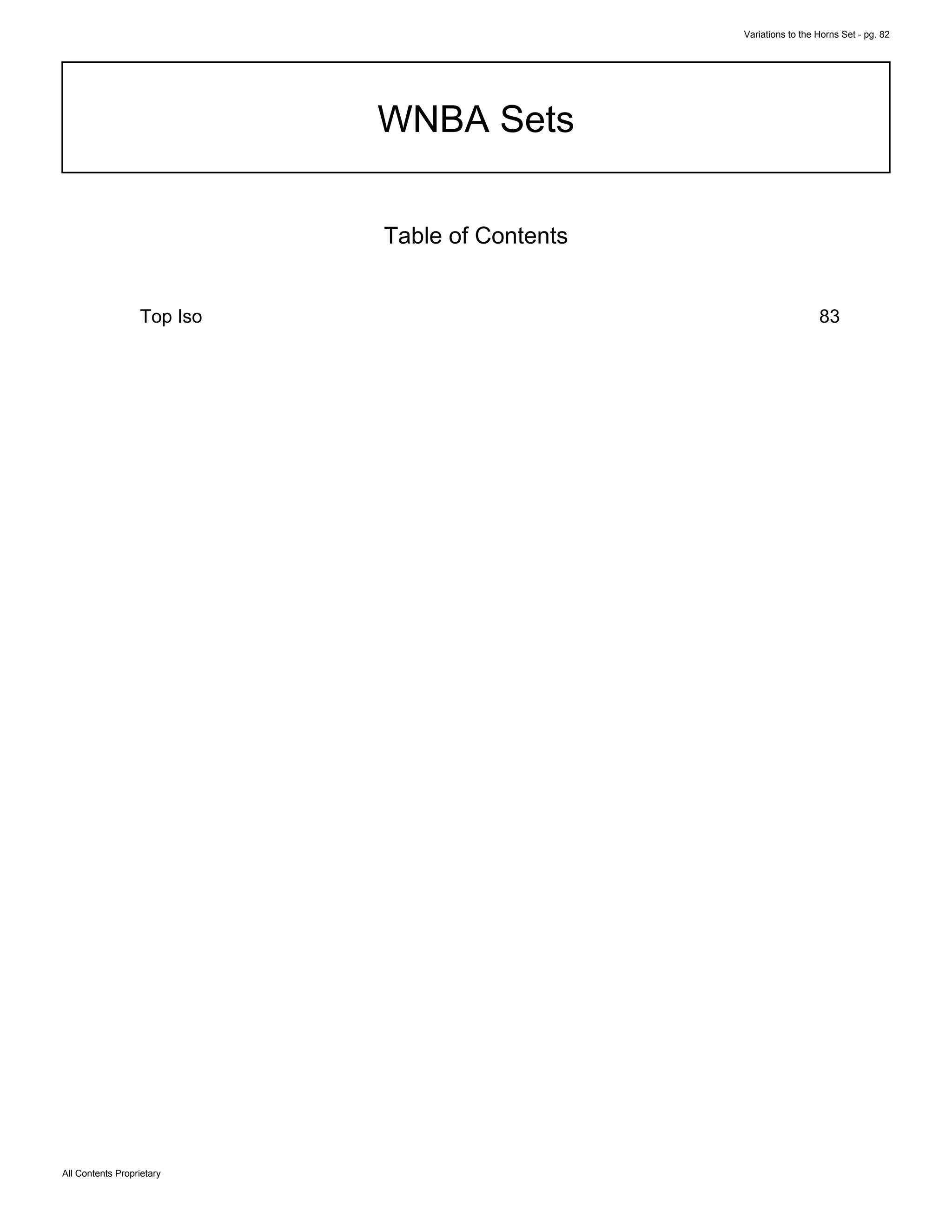 Variations to the Horns Set - pg. 82
All Contents Proprietary
WNBA Sets
Table of Contents
Top Iso 83
 