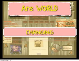 Are WORLD


                          CHaNGING


Monday, January 21, 13
 
