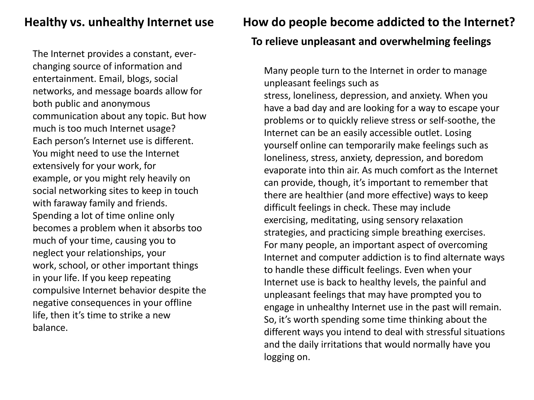 Compulsive need to spend time on the computer 