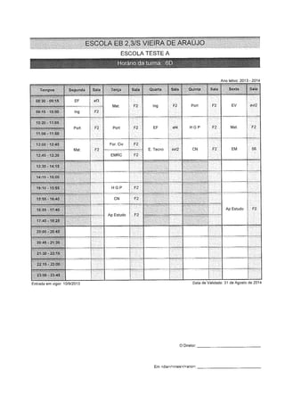 Horários turmas   5º e 6º - 2013-14