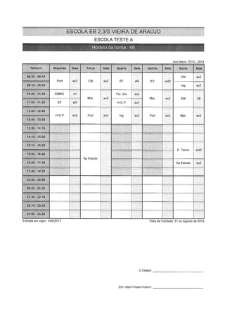 Horários turmas   5º e 6º - 2013-14