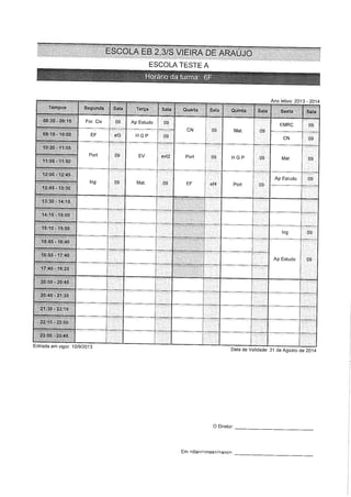 Horários turmas   5º e 6º - 2013-14
