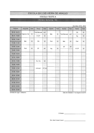 Horários turmas   5º e 6º - 2013-14