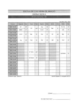Horários turmas   5º e 6º - 2013-14