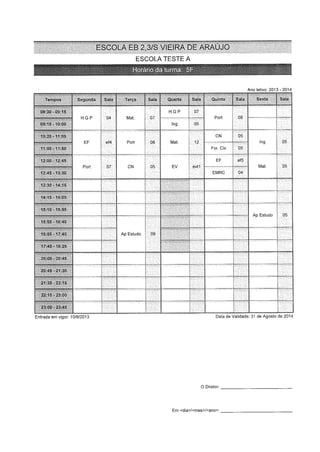 Horários turmas   5º e 6º - 2013-14