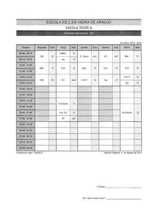Horários turmas   5º e 6º - 2013-14