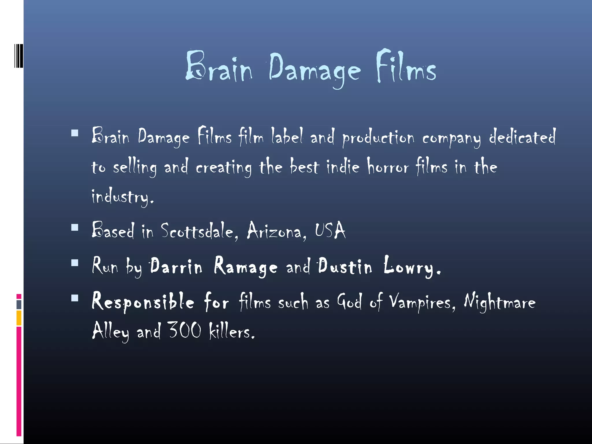 Horror film production companies PPT Video Production Content