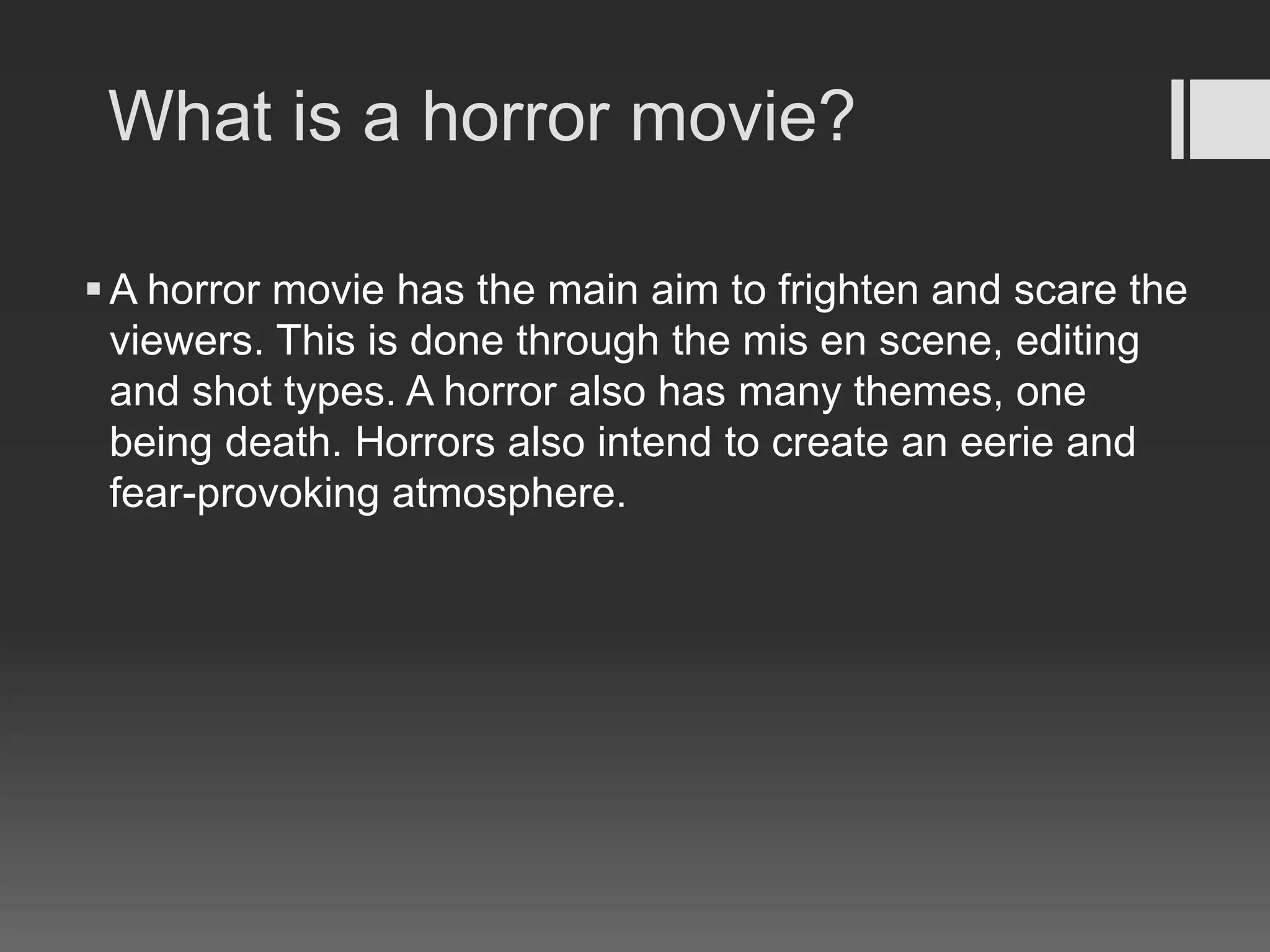 Horror genre and conventions | PPTX | Horror | Genres