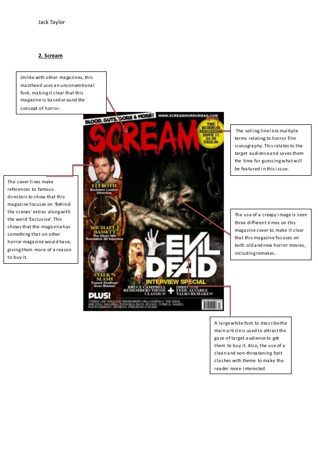 Analysis of three Horror film magazine covers