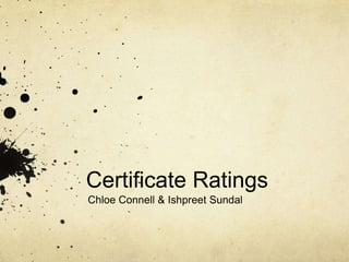 Certificate Ratings
Chloe Connell & Ishpreet Sundal

 
