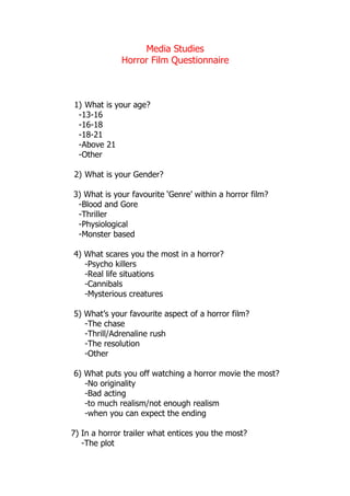 Horror Questionnaire