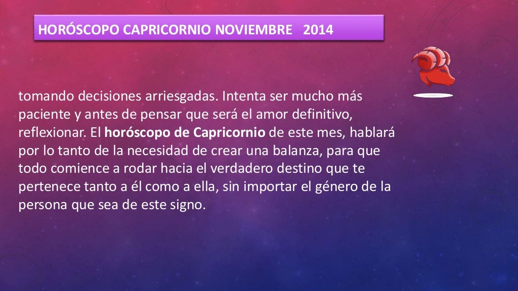 Horóscopo de Capricornio para Noviembre 2014