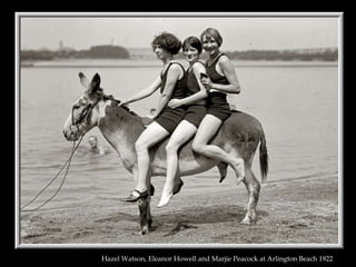 Hazel Watson, Eleanor Howell and Marjie Peacock at Arlington Beach 1922 